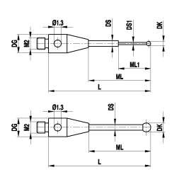 M2 рубиновый шарик Ø0.5 мм, стержень из карбида вольфрама, L 18 мм, ML1/ML 2.5/13.5 мм, для систем ZEISS A-5555-1101