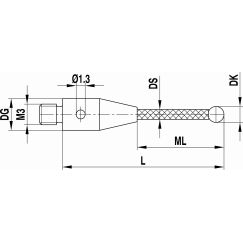 M3 XXT рубиновый шарик Ø3 мм, стержень из углепластика, L 40 мм, ML 31 мм, для систем ZEISS A-5555-1251